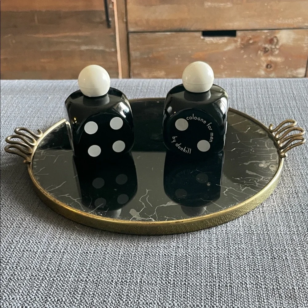 Dunhill Black and White Dice Cologne Bottle and after shave Vanity Set
